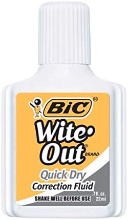 BIC Wite-Out Brand Quick Dry Correction Fluid, 20 ml, White, 12-Count