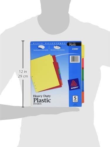 Avery 23080 Heavy-Duty Plastic Dividers w/White Tabs. 5-Tab. Letter