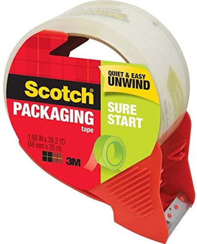 Scotch Sure Start Shipping Tape with Dispenser. 1.88 in. x 38.2 yd.. Clear. 1 Dispenser/Pack