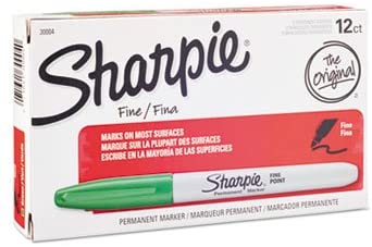 Sharpie Fine Point Permanent Markers. Green. Case of 12 Dz.