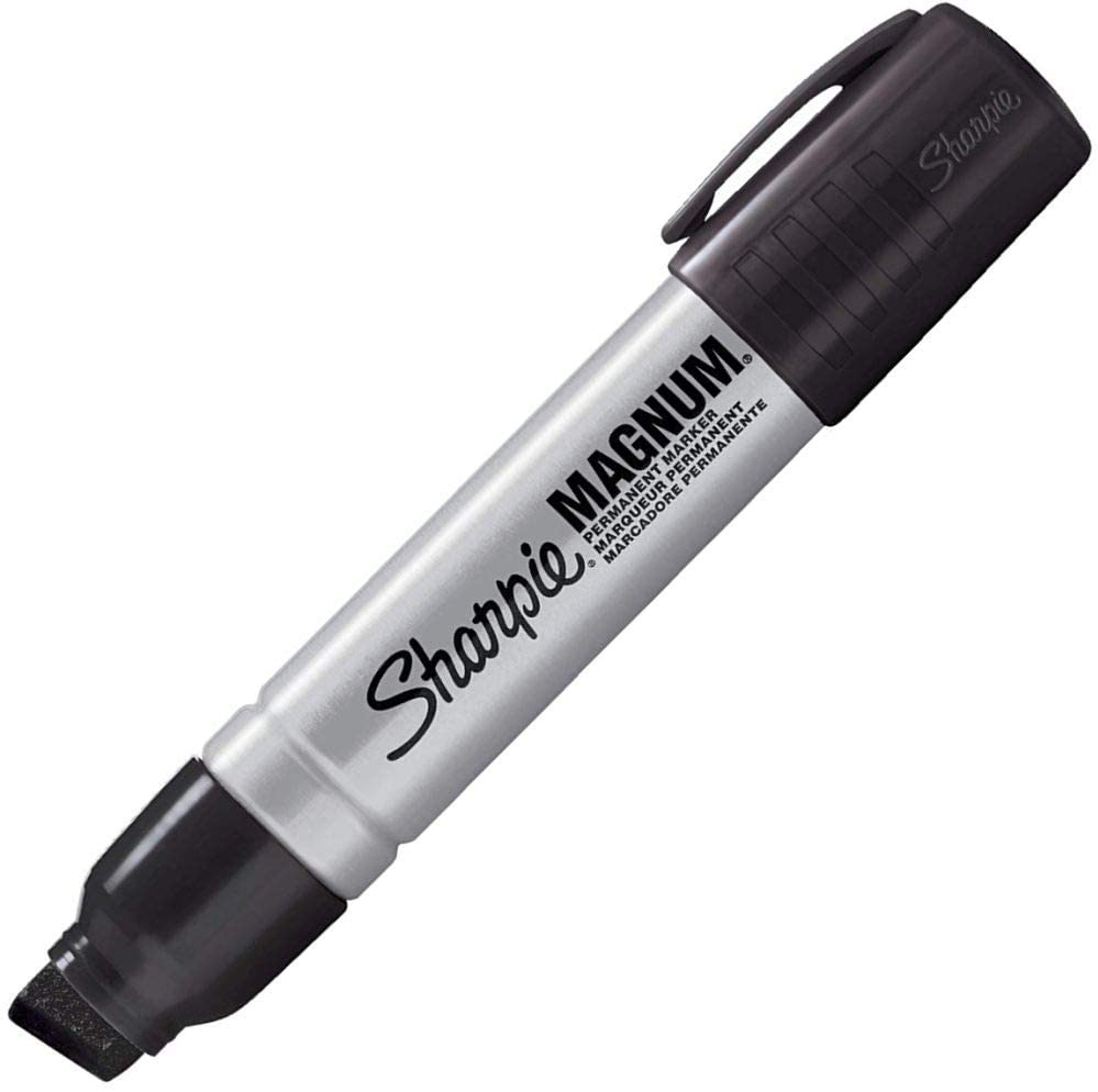 Sharpie 44001 Oversized Chisel Tip Extra Wide Magnum Permanent Marker (1 Pack). Black. Sturdy Extra-wide Felt Chisel Tip. Quick-drying Ink is Fade-and Water-Resistant