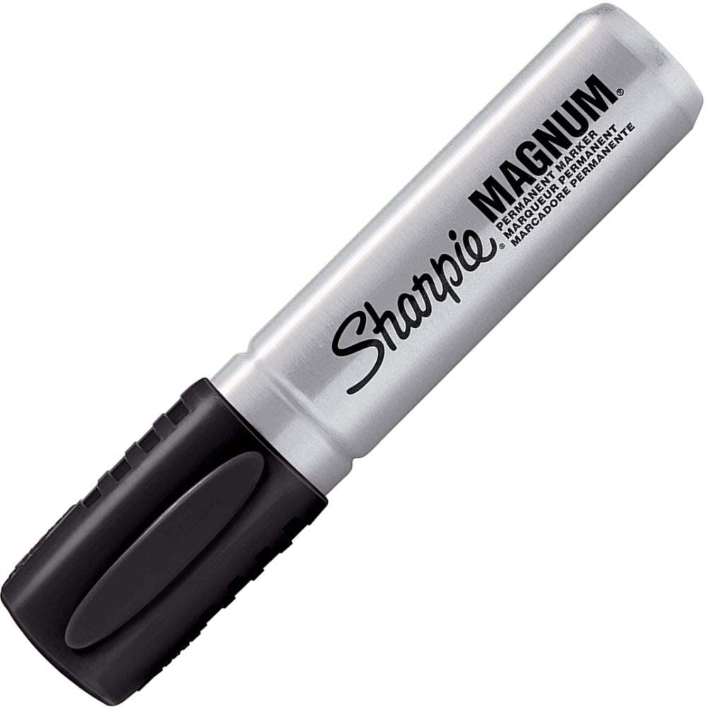 Sharpie 44001 Oversized Chisel Tip Extra Wide Magnum Permanent Marker (1 Pack). Black. Sturdy Extra-wide Felt Chisel Tip. Quick-drying Ink is Fade-and Water-Resistant