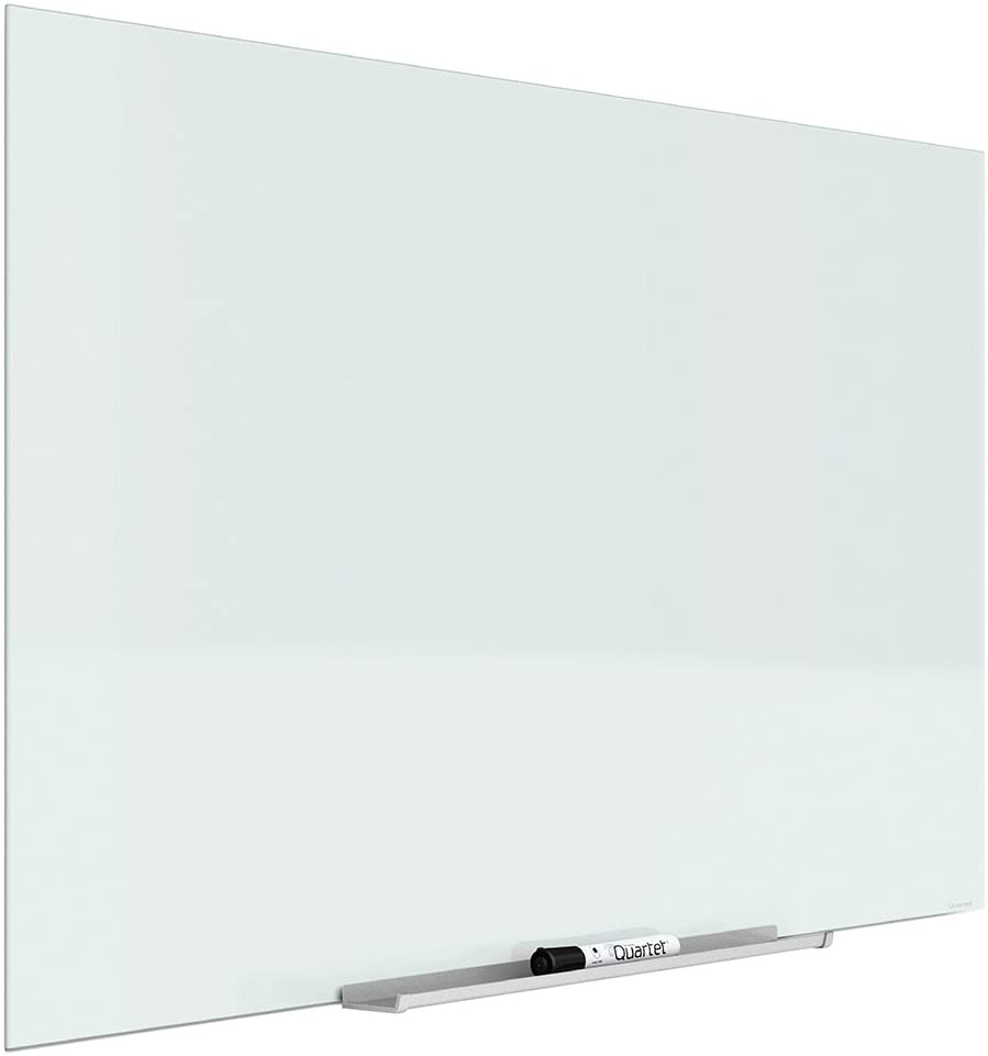 Quartet Glass Dry Erase Board, Whiteboard / White Board, Magnetic, 85" x 48", White Surface, Frameless, InvisaMount (G8548IMW)
