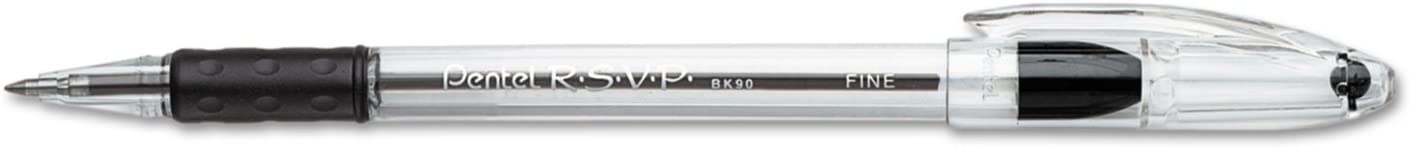 Pentel R.S.V.P. Ballpoint Stick Pen, Black Ink, Fine, Dozen