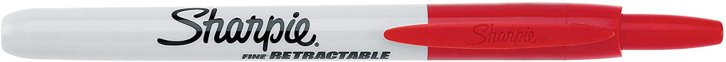 Sharpie 32702 Retractable Permanent Markers, Fine Point, Red, 12 Count