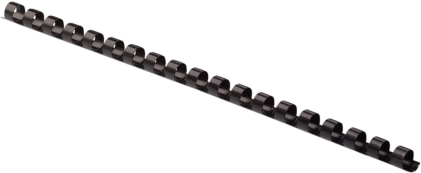 Fellowes Plastic Combs - Round Back, 1/4 Inch, 100 Pack, Black (52366)