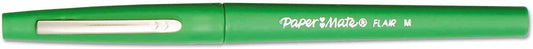 Paper Mate 8440152 Point Guard Flair Needle Tip Stick Pen. Green Ink. 0.7mm. Dozen