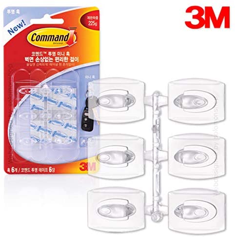 Command Strips 17006CLR Clear Mini Command Hooks 6 Count