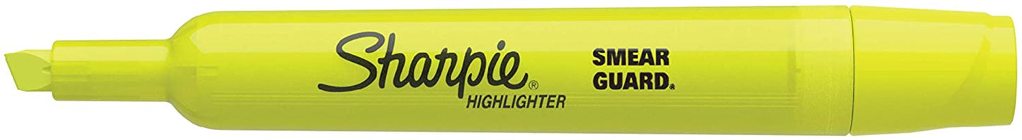 SHARPIE Tank Highlighters, Chisel Tip, Fluorescent Yellow, 12-Count