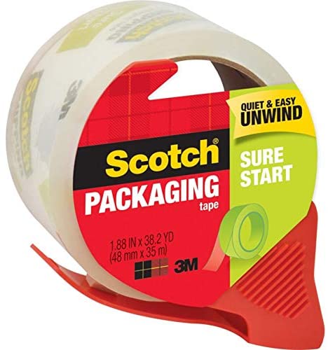 Scotch Sure Start Shipping Tape with Dispenser. 1.88 in. x 38.2 yd.. Clear. 1 Dispenser/Pack