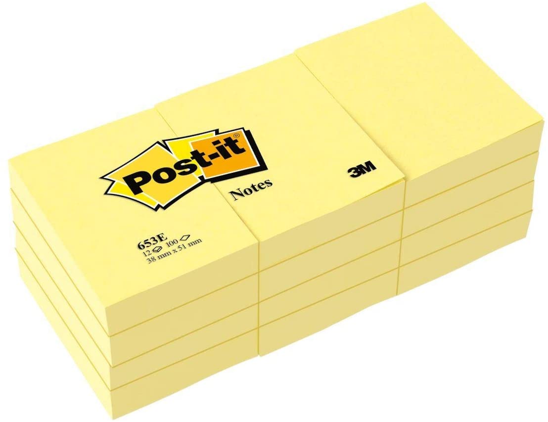 Post-it Mini Notes. 1.5x2 in. 12 Pads. America's #1 Favorite Sticky Notes. Canary Yellow. Clean Removal. Recyclable (653)