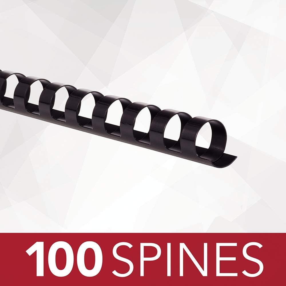 GBC Binding Spines/Spirals/Coils, 1/2" Diameter, 90 Sheet Capacity, CombBind, Black, 100 Pack (4000068), Model:GBC4000068