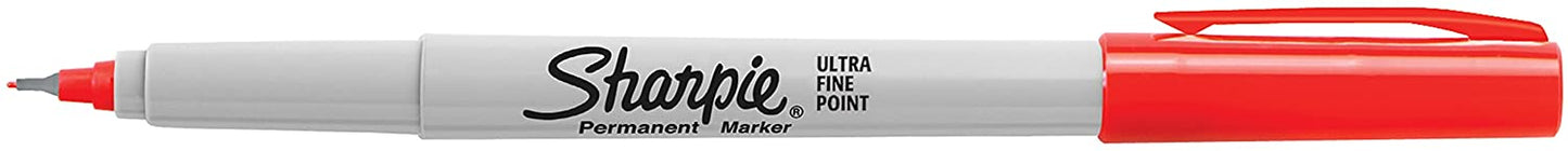 Sharpie 37002 Permanent Markers, Ultra Fine Point, Red, 12 Count