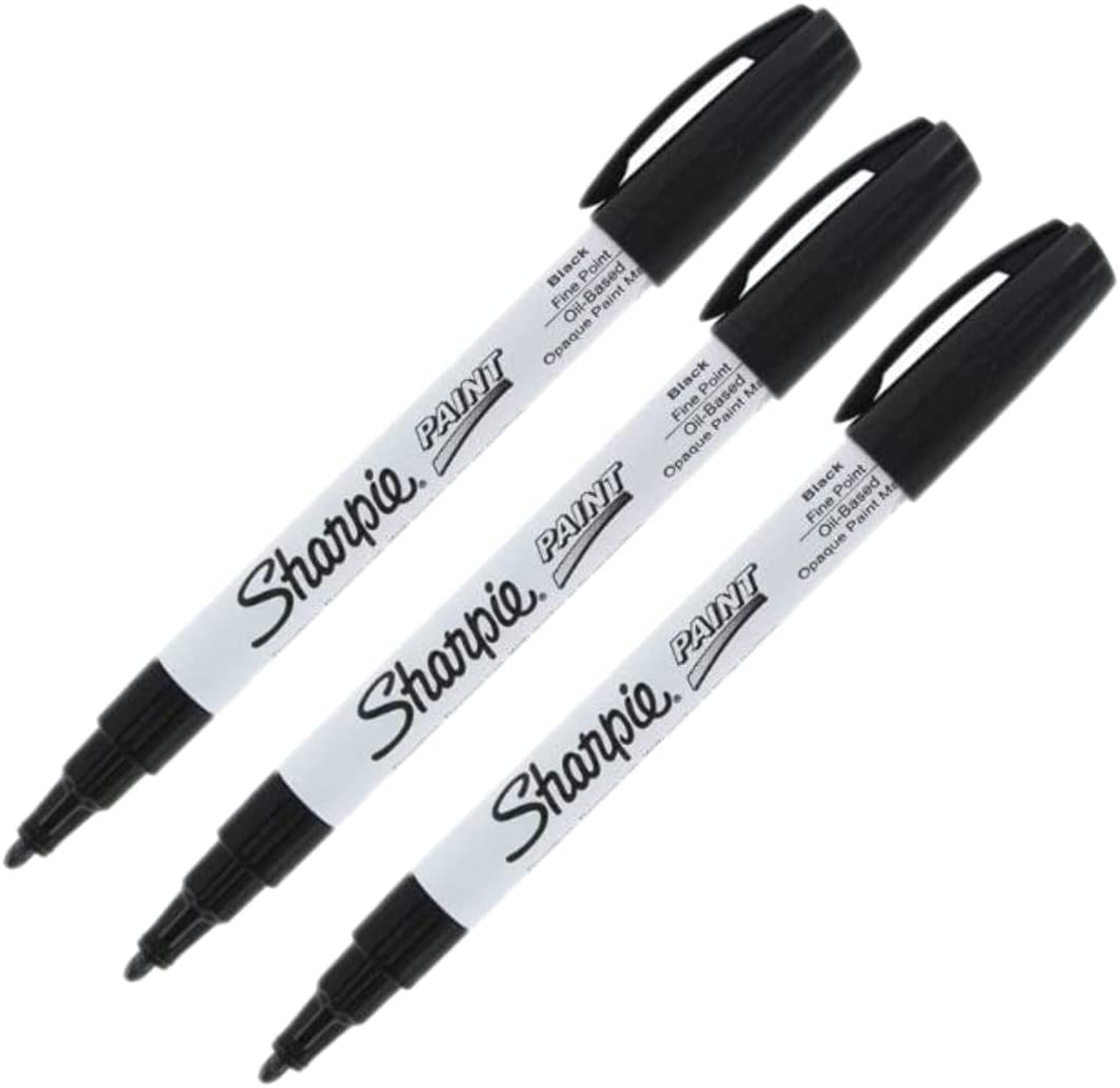 Sharpie Oil-Based Paint Marker. Fine Point. Pack of 3 (Black)