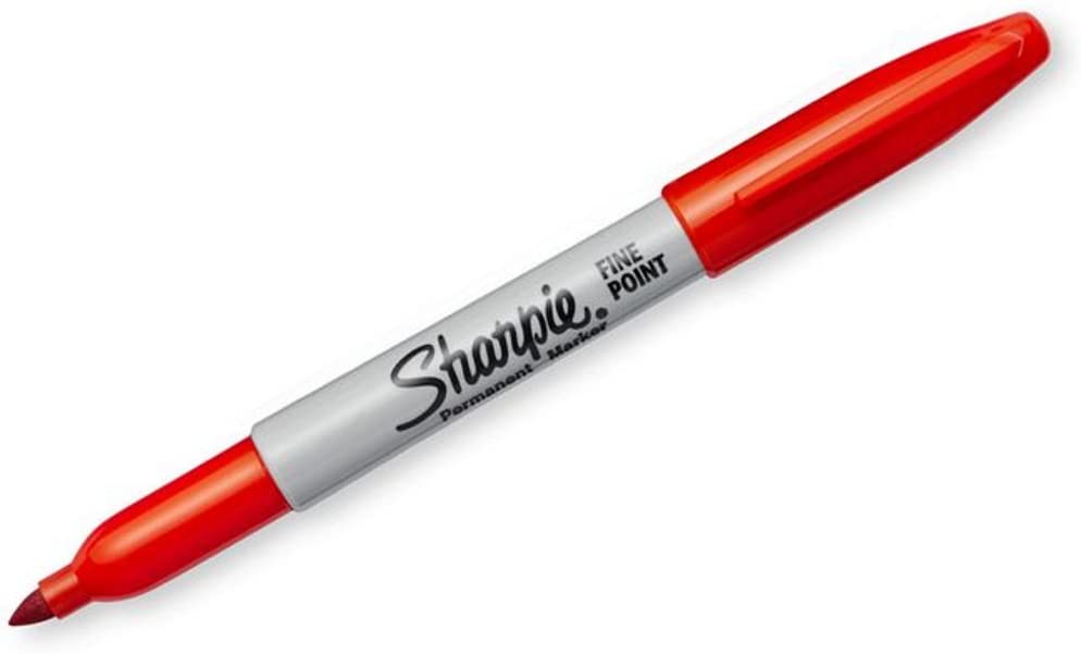 Sharpie 30002 Fine Point Permanent Marker. Marks On Paper and Plastic. Resist Fading and Water. AP Certified. Red Color. Case of 24 Dozens