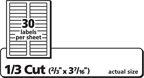 Avery File Folder Labels for Laser and Ink Jet Printers with TrueBlock Technology, 3.4375 x .66 inches, White, Box of 1500 (5366)