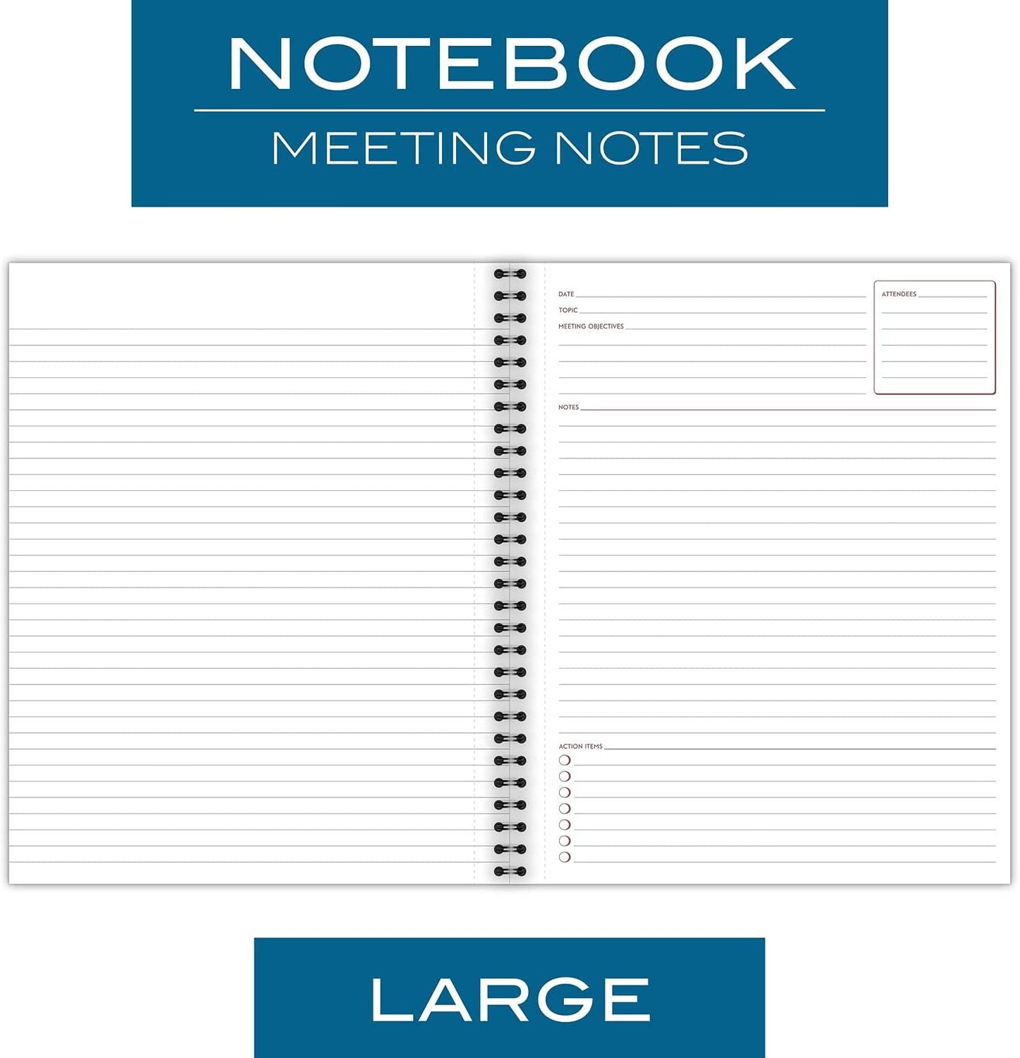 Cambridge 06132 Side Bound Guided Business Notebook. Linen. Meeting Notes. 11 x 8 1/4. 80 Sheets. Black