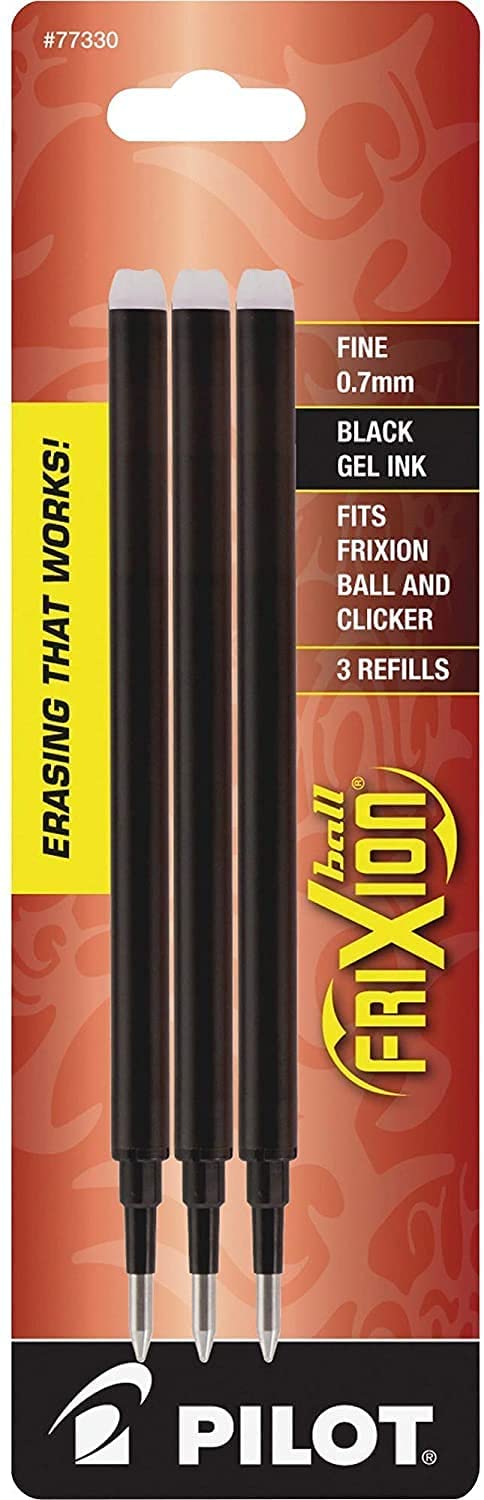 Pilot Gel Ink Refills for FriXion Erasable Gel Pen. Fine Point. Black Ink - Pack of 18 (77330)