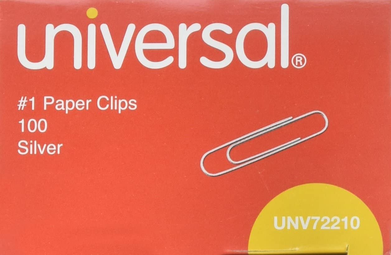 Universal Paper Clips, Smooth Finish, No. 1, Silver-Silver-100 ct, 10 Pk