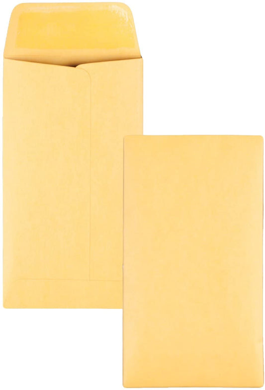 Quality Park #6 Coin Envelopes. 3 3/8 x 6. Gummed. Small Parts. Jewelry & Seed Envelopes for Garden. Office. 28 lb Brown Kraft. 500 per Box