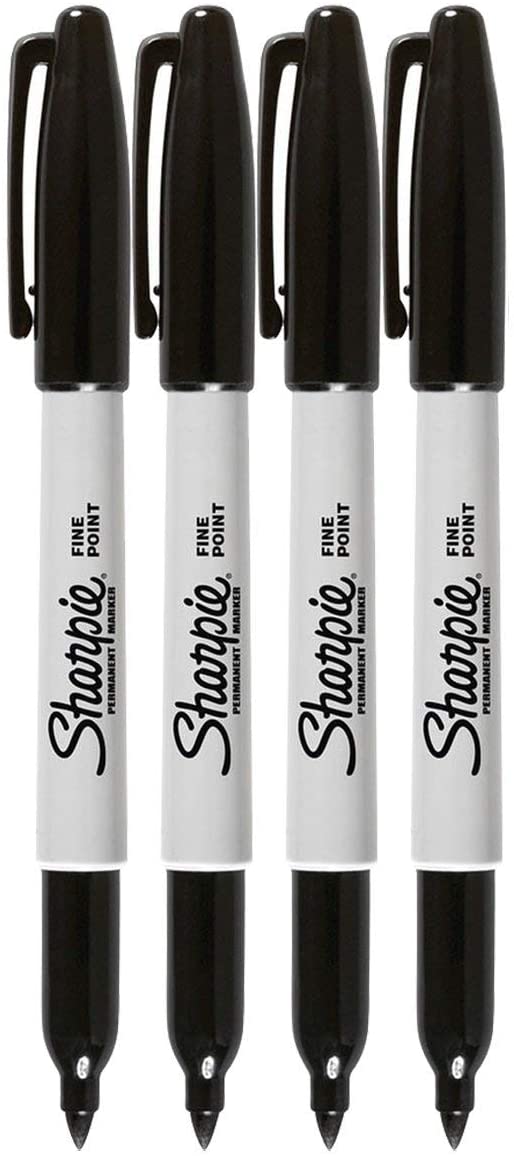Sharpie Permanent Markers. Fine Point. Black Ink (4-Pack)
