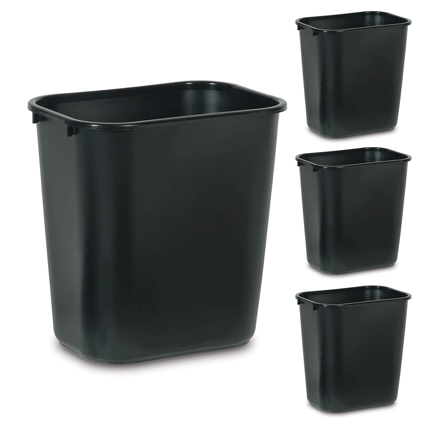 Rubbermaid Commercial Products Slim Jim Plastic Rectangular Recycling Bin & Plastic Resin Wastebasket Trash Can for Bedroom Bathroom, Office, 7 Gallon/28 Quart, Black (Pack of 4)