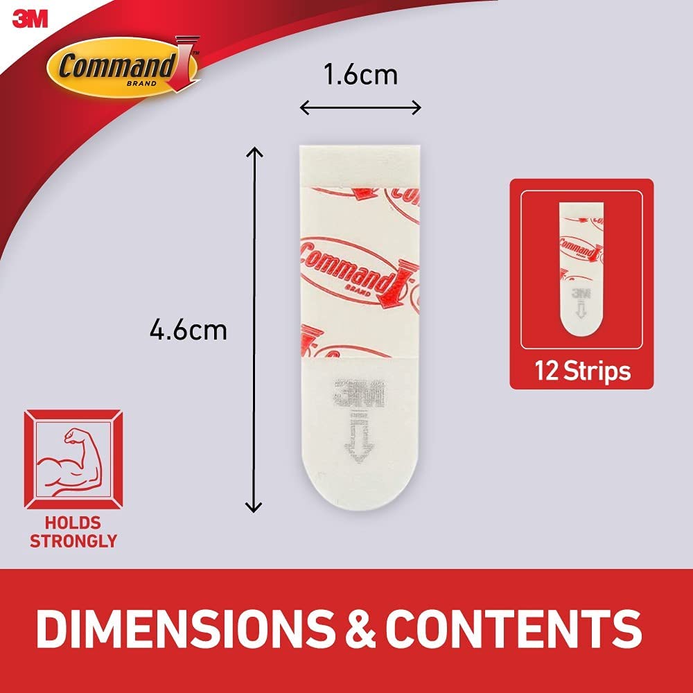 Command Poster Hanging Strips. 12 Strips. White. 17024