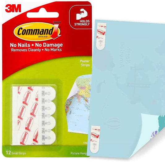 Command Poster Hanging Strips. 12 Strips. White. 17024