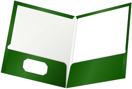 Oxford Laminated Twin-Pocket Folders, Letter Size, Green, Holds 100 Sheets, Box of 25 (51717)