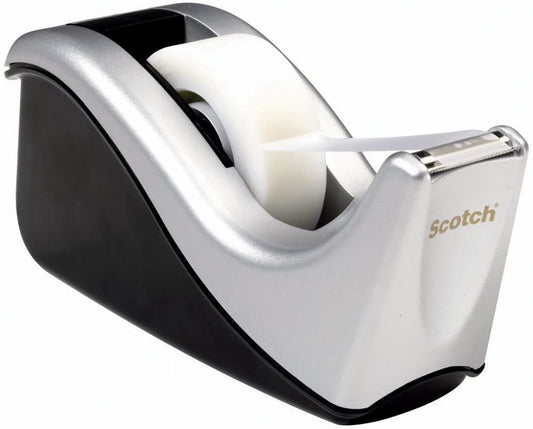 Scotch Desktop Tape Dispenser Silvertech, Two-Tone (C60-St), Black/Silver, 1 Pack