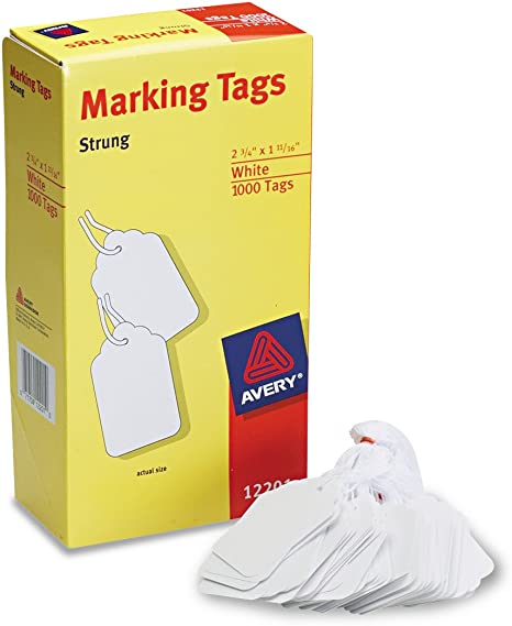 Avery 12201 Medium-Weight White Marking Tags. 2 3/4 x 1 11/16 (Box of 1000)