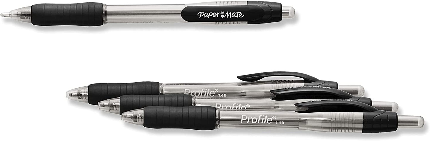 Paper Mate Profile Ballpoint Pens | Bold Point Writing Pens for School Supplies, Office Supplies, Black, Box of 36