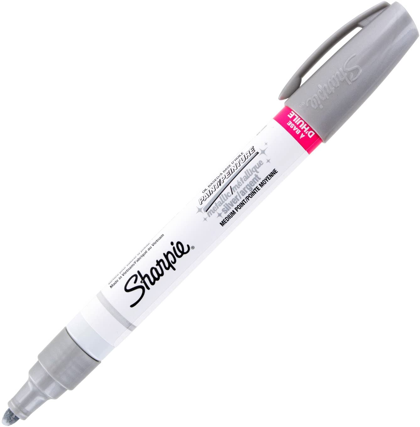 Sharpie Oil-Based Paint Marker. Medium Point. Metallic Silver Ink. Pack of 3