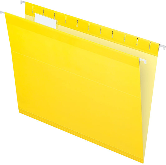 Pendaflex Reinforced Hanging File Folders, Letter Size, Yellow, 1/5 Cut, 25/BX (4152 1/5 YEL)