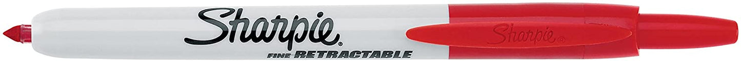 Sharpie 32702 Retractable Permanent Markers, Fine Point, Red, 12 Count