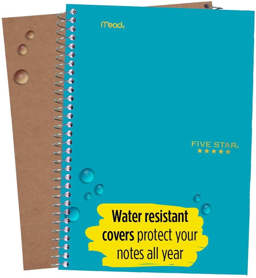 Five Star Spiral Notebook, 2 Subject, College Ruled Paper, 100 sheets, 9-1/2" x 6", Color Selected For You, 1 Count (06180)