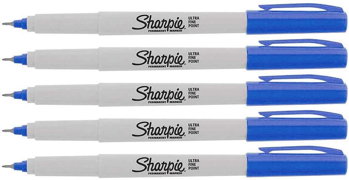 Sharpie Permanent Markers. Ultra Fine Point. 5-Count (BLUE)