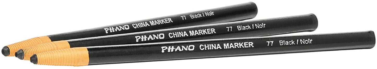 DIXON Industrial Phano Peel-Off China Marker Pencils. Black. 12-Pack (00077)