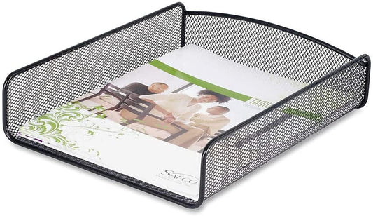 Safco Products Onyx Mesh Single Tray Desktop Organizer 3272BL, Black Powder Coat Finish, Durable Steel Mesh Construction