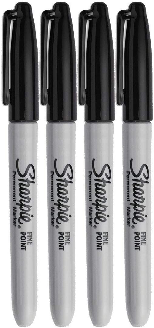 Sharpie Permanent Markers. Fine Point. Black Ink (4-Pack)