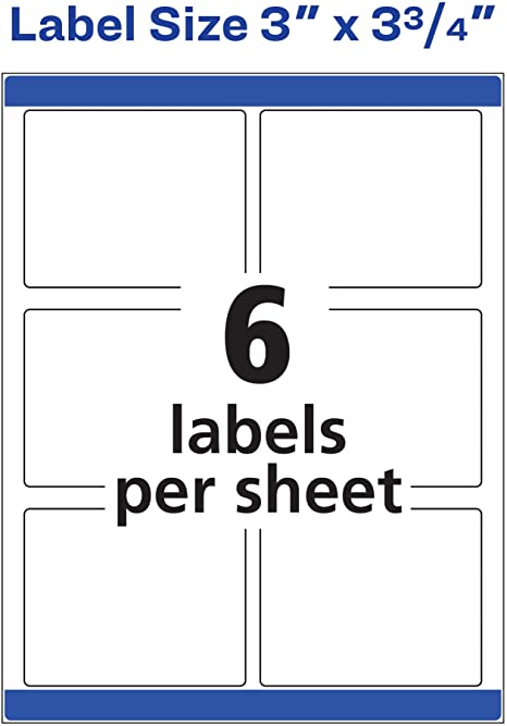 Avery Shipping Labels with Sure Feed, Print-to-the-Edge, 3" x 3-3/4", 150 White Labels (6874)