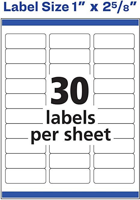 Avery Address Labels with Sure Feed for Inkjet Printers. 1" x 2-5/8". 3.750 Labels. Permanent Adhesive (5 packs 8160)