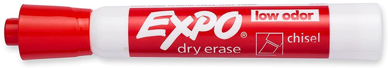 Expo 80002 Low Odor Dry Erase Markers, Chisel Tip, Red Color, 2 Sets with 12 Markers, Total of 24 Markers