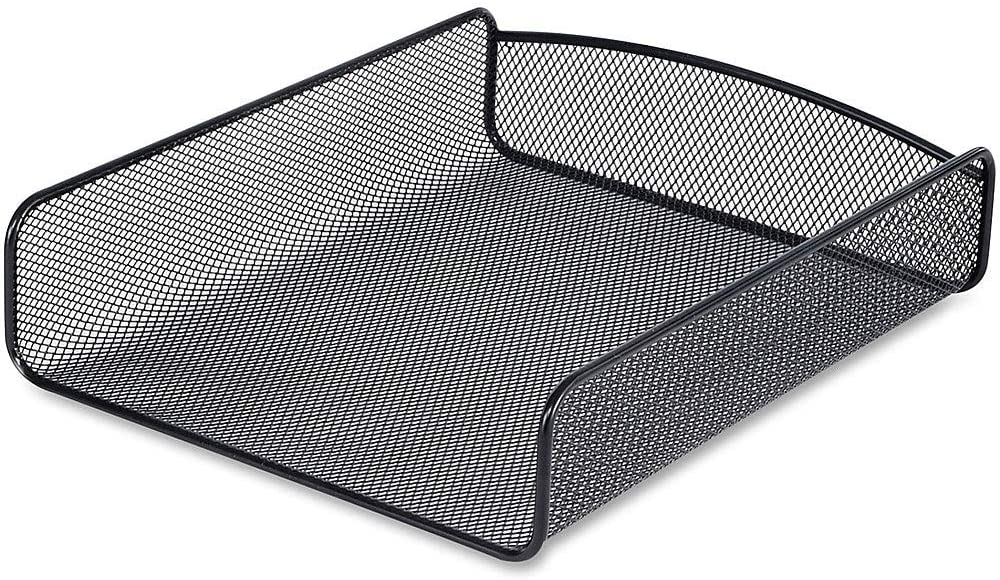 Safco Products Onyx Mesh Single Tray Desktop Organizer 3272BL, Black Powder Coat Finish, Durable Steel Mesh Construction