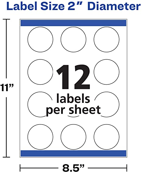 Avery Printable Round Labels with Sure Feed, 2" Diameter, Glossy Clear, 120 Customizable Labels (22825)