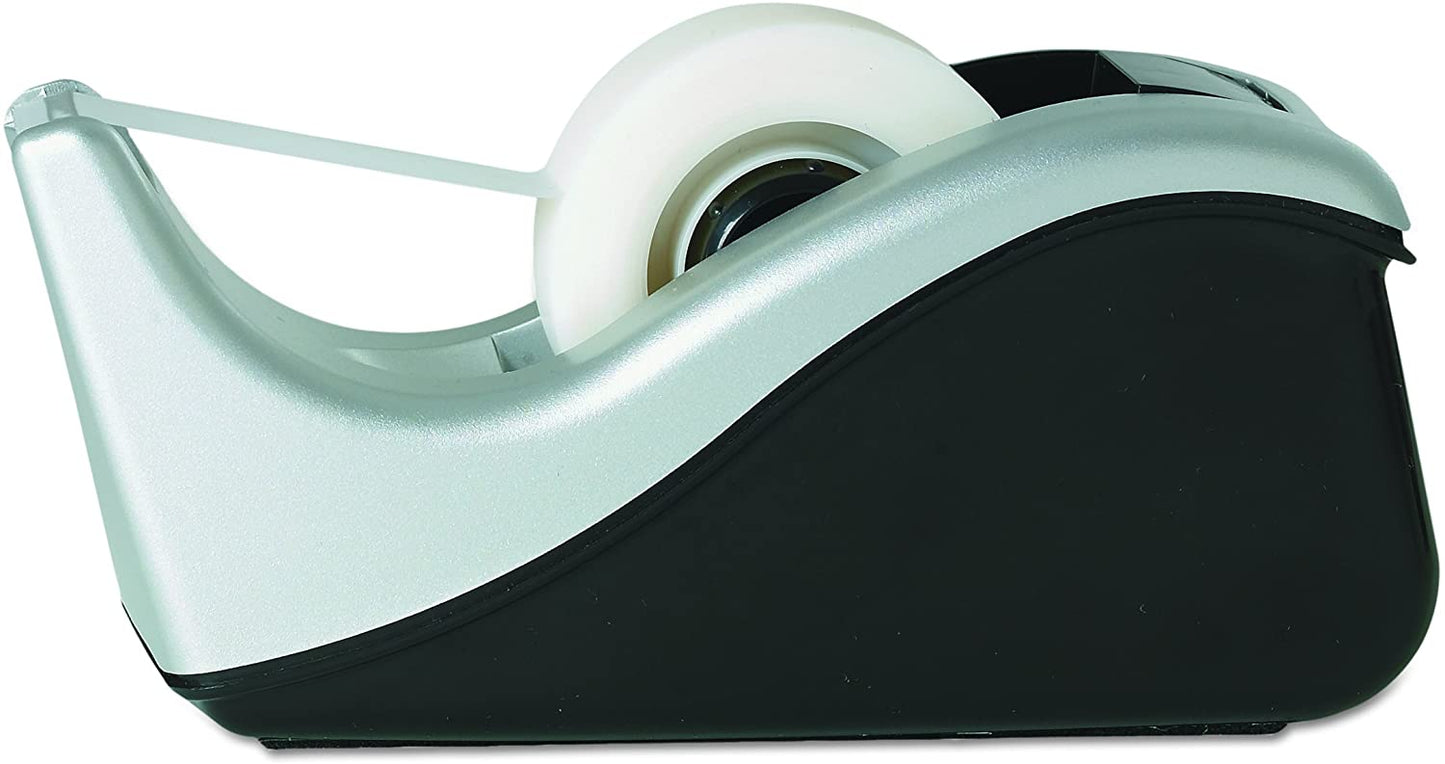 Scotch Desktop Tape Dispenser Silvertech, Two-Tone (C60-St), Black/Silver, 1 Pack