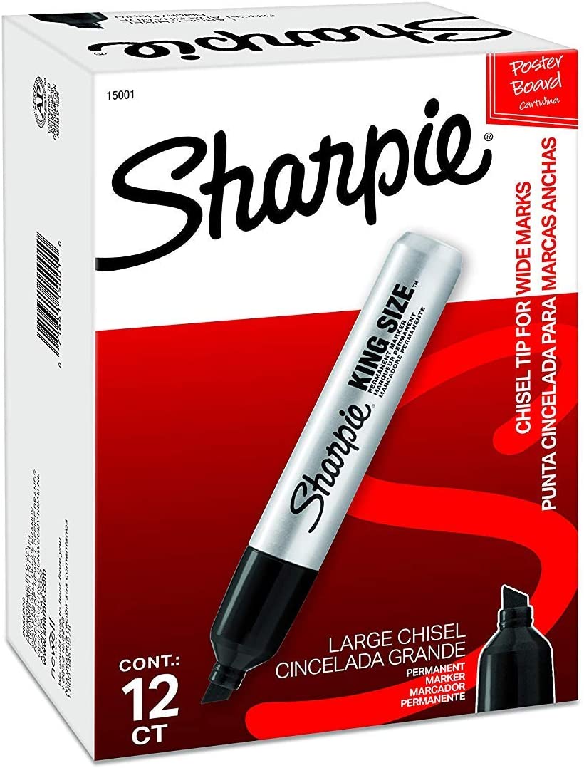 Sharpie Chisel Tip Pro Permanent Markers. King Size Black. 24-Count