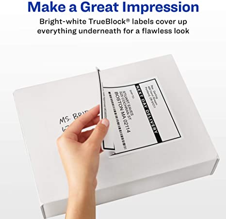 Avery Shipping Address Labels, Inkjet Printers, 150 Labels, 3-1/3x4 Labels, Permanent Adhesive, TrueBlock (8164), White