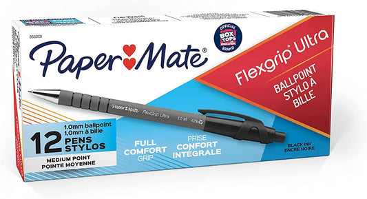 Paper Mate Flexgrip Ultra Stick Medium Point Ballpoint Pen, 12-Count