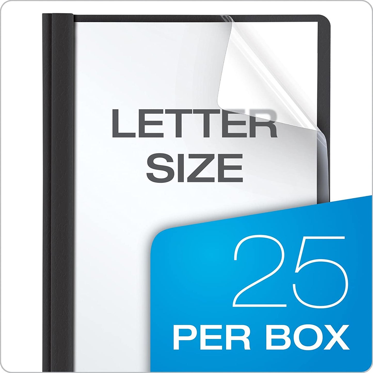 Oxford Clear Front Report Covers. Black. Letter Size. 25 per box (55806EE)